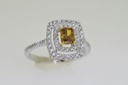 1.02 Carat Cognac & White Diamond Ring