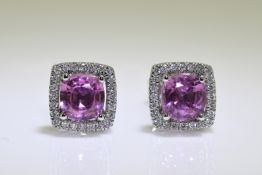 Pink Sapphire & Diamond Earrings