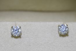 1.40 Carats Solitaire Diamond Earrings