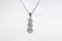 Three Stone Diamond Drop Pendant