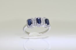 Blue Sapphire & Diamond Ring