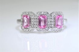 Pink Sapphire & Diamond Ring