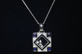 18 Carat White Gold Sapphire & Diamond Pendant
