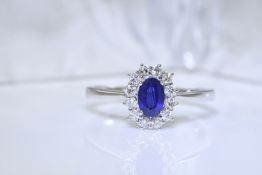 Blue Sapphire & Diamond Ring