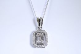Diamond Baguette Pendant Set in 18 Carat Gold.