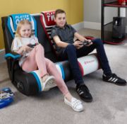 RRP £199.99. X-Rocker Dual Rivals Floor Rocker. (Contents Appear As New). 2 Seater Rocker Gaming...