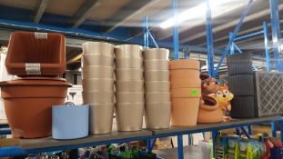 (159/7K) Contents Of Bay €“ Approx 42x Items. Mixed Plant Pots & Planters (Plastic, Stone & Cera