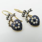 Sapphire, diamond and seed pearl 