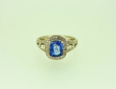Gia Certified 2.55CT Blue Clean Vs Untreated Sapphire & Diamonds Ring