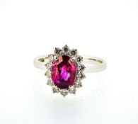 Certified 2.53 CT Vivid Pink Clean Vs Untreated Sapphire & Diamonds Ring