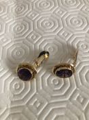 Pair of Earrings 18 Carat Gold With Amethyst Stones