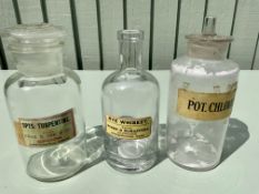 ColleCTion of Three Vintage Pharmacy Bottles