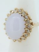 14CT Yellow Gold (585) 0.60CT Diamond & Cabachon Stone Set Ring