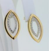 9CT (375) Yellow & White Gold Stone Set Stud Earrings