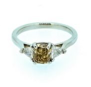 Certified Fine 1.53CT Diamond Ring Brown & White Diamonds Platinum 950