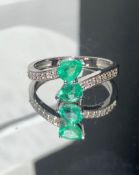 Slytherin Harry Potter Natural Emerald Ring With Natural Diamonds and 18K Gold