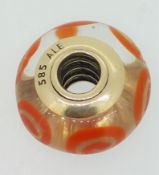 14CT Gold Pand ora Charm 3.7G Murano 14.5Mm X 8.7Mm