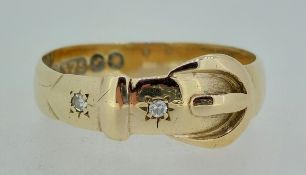 9CT Yellow Gold (375) Diamond Set Buckle Ring