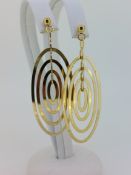 9CT (375) Yellow Gold Large Open Oval Drop Stud Earrings