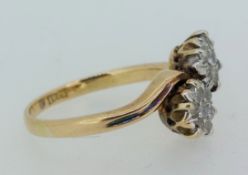 Vintage 18CT Yellow Gold (750) Old Cut Diamond Cluster Crossover Ring