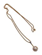 Antique Pearl & Diamond Gold Pendant c.1910