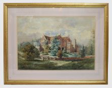 Early 20th c. Watercolour of English Stately Home