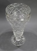 Mid 20th c. Large English Cut Glass Footed Vase