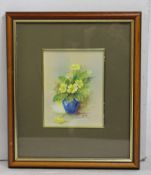 Watercolour & Gouache Vase of Yellow Flowers Painting Framed