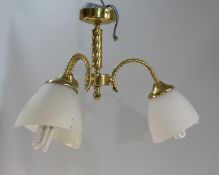 Three Arm Gold Plated Chandelier with Glass Shades