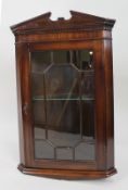 Vintage Late 20th c. Mahogany Glazed Corner Cabinet