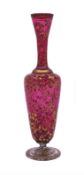 Antique Early 19th c. Gilded Cranberry Glass Vase
