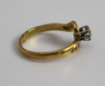 Diamond Single Stone Crossover Twist Yellow Gold Ring