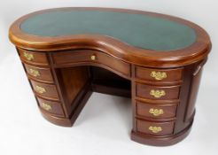 Kidney Shaped Mahogany Leather Topped Desk