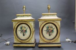 Pair of Painted Decape© Finish Classical Style Table Lamps