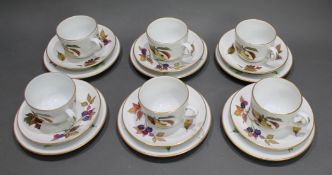 Set of 6 Royal Worcester Evesham Trios