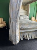 Hand Made White & Gold Painted Carved Wooden Four Poster Bed