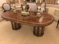 Fine Inlaid Mother of Pearl Rosewood Twin Pedestal Centre Table