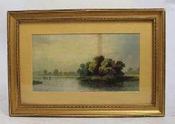 Antique Landscape Print Set in Gilt Frame