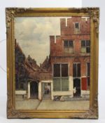 Pieter de Hooch Dutch Golden Age Print Victorian Set in Gilt Frame