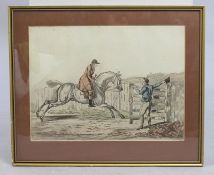 Antique Hunting Print Set in Gilt Frame