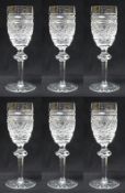 Set of 6 Heavily Cut Waterford Knopped Stem Port Glasses