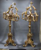 Pair of Large Gold Candelabra Lamps A/F