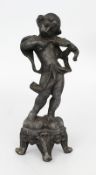 Small Heavy Pewter Cherub Playing Violin Statue