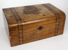 Edwardian Walnut Vanity Box with Tunbridge Ware Inlay