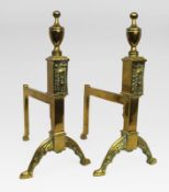 Pair of Antique Solid Brass Fire Dogs