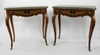 Pair of Marquetry Inlaid 19th c. Card Tables