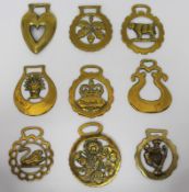 Set of 9 Antique & Vintage Horse Brasses