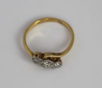 Mid 20th c. Diamond Three Stone 18ct Gold Ring