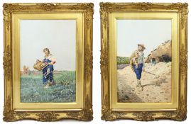 Pair of Watercolours by Filippo Indoni (Italian, 1842â1908)