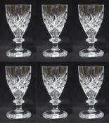 Set of 6 Heavy Cut Glass English Wine Glasses